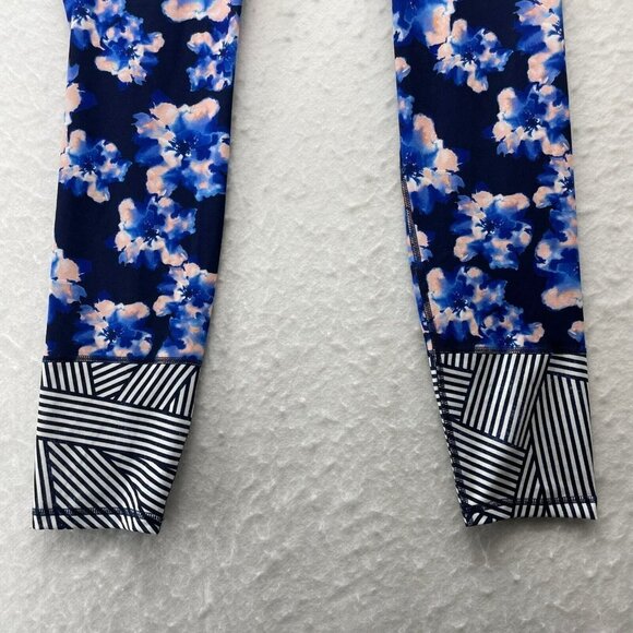 Old Navy Active Leggings Women Sz XXL Blue Pink Floral Pull On Go Dry Drawstring - Picture 8 of 11
